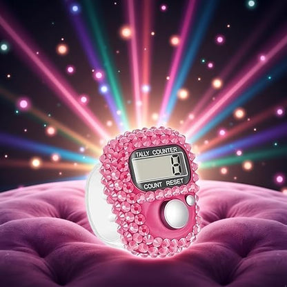 Electronic Finger Tally Counter Clicker Counter,Portable Digital Display Tally Counter,Convenient Resettable Mini Lap Counter for Golf Goods Counting Accessories,Track and Field Lap Counters - color: Pink