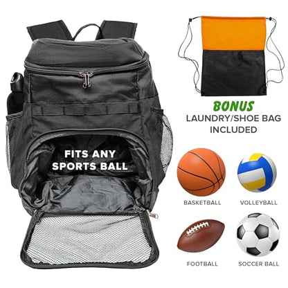 Xelfly Basketball Backpack with Ball Compartment - color: Black