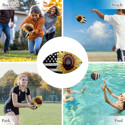 American Football, Official Size 11.9 x 7.3 Inch, Premium Composite Leather High-Grip Ball with Pro-Style Lacing, Unique Prints for Training, Games & Gifts - color: Sunflower Flag