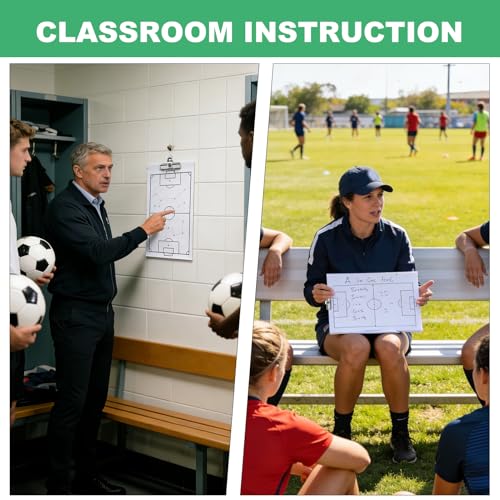 Soccer Coaching Board Clipboard, Double-Sided Dry Erase Tactical Strategy Board, 14 x 9 Inch Planning Whiteboard with Marker, Non-Magnetic Lineup Tool