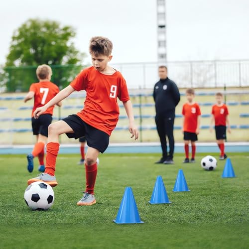 36pcs Cones 7 Inch Soccer Cones and Plastic Traffic Cones, Durable Cones for Sports Training, Ideal for Soccer, Basketball, Football, Skating, and Agility Drills Practice - color: blue