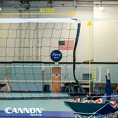Cannon Sports Volleyball Net - Durable Indoor Outdoor Net (30 FT Length x 3 FT High) for Recreational, Backyard, Gymnasium, & Beach Play - Pro Quality 2mm Braided Rope Cable - Easy Setup