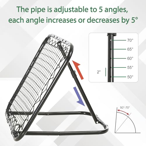 Soozier Soccer Rebounder Net, 3' x 3', Angle Adjustable Portable Training Goal Net with Quick Folding Design, Sturdy Metal Tube