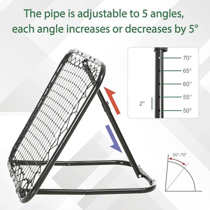 Soozier Soccer Rebounder Net, 3' x 3', Angle Adjustable Portable Training Goal Net with Quick Folding Design, Sturdy Metal Tube
