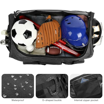 120L Extra Large Baseball Duffle Bag for Adult Softball Gym Bag with Shoe Compartment, Sports Duffel Bat Equipment Bag Coach Team Catchers Gear Bag for Hockey Football Basketball Soccer, Black - color: Black