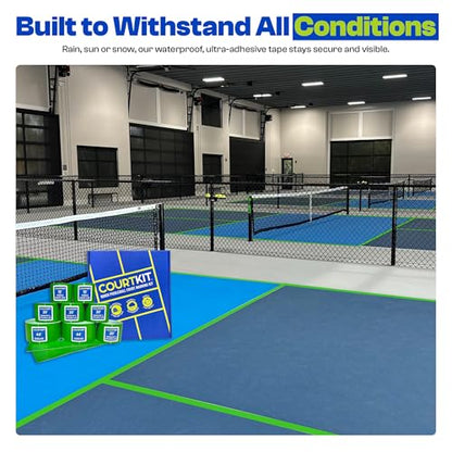 Pickleball Court Marking Kit – Pre-Measured, Pre-Cut, Ready-to-Apply Pickleball Court Tape for Indoor & Outdoor, Waterproof, Easy Setup, No Residue, Portable, Line Kit, Floor Markers