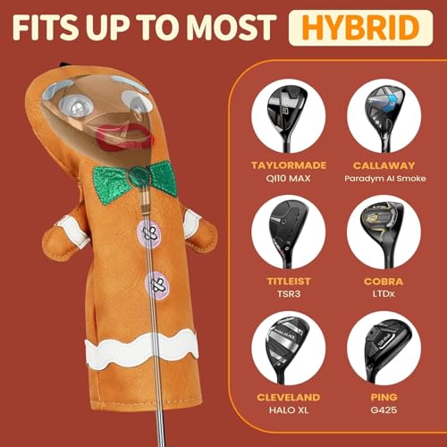 Funny Golf Club Head Cover Driver Headcover Fairway Wood Headcover Hybrid Club Head Cover Brown Monster Cookie - style: Custom Hybrid