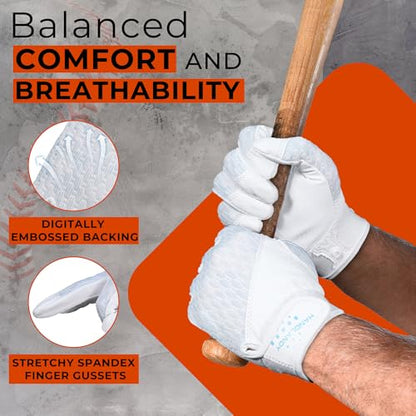 HANDLANDY Baseball Batting Gloves for Adult Youth, Grip Breathable Softball Batting Gloves Fit Men Kids Boys Girls - color: Pearl White-Adult, size: Adult Medium