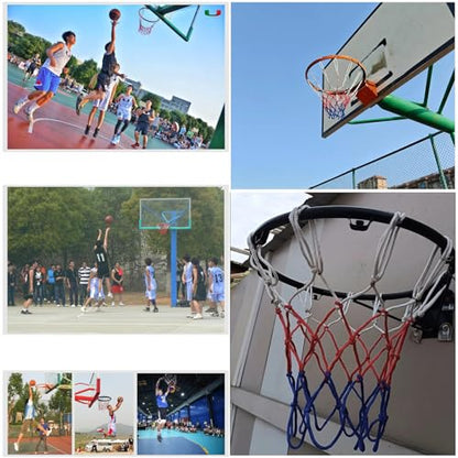 2 Pack Basketball Net Replacement 12 Loops Heavy Duty Anti-Whip All Weather Basketball Rim Nets for 18" Steel Basketball Hoops Rim Backyard Courts Indoor & Outdoor Driveway Recreational Center