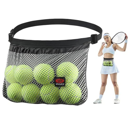 Tennis Ball Band Holder, Pickleball Ball Waist Bag with Adjustable Belt, Tennis Waist Storage Pouch, Mesh Waist Hip Ball Bag Pouch Carrier, Holding 8-10 Balls for Tennis, Pickleball, Golf Accessories