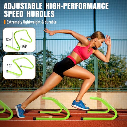 MUROZA Agility Ladder, Agility Speed Training Equipment Set, 20ft Speed Ladder, 12 Soccer Cones, 4 Hurdles, Jump Rope, Running Parachute, Soccer Football Basketball Training Equipment Accessories - color: Green