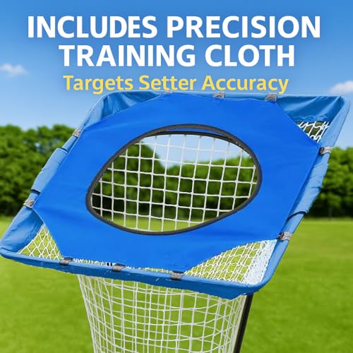 Volleyball Setter Trainer Net – Adjustable Height & Angle Training Equipment with Resistance Bands | Pro Blue Edition for Coaches, Teams & Setters