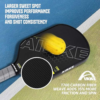 Pickleball Paddles - T700 Carbon Fiber Paddle with Honeycomb Core Pickleball Rackets - Lightweight Precision & Enhanced Shock - color: Yellow