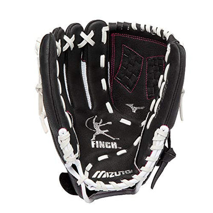 Mizuno Prospect Finch Youth - color: White/Black/Pink Trident Web, size: 11.5"|Ages 9-10