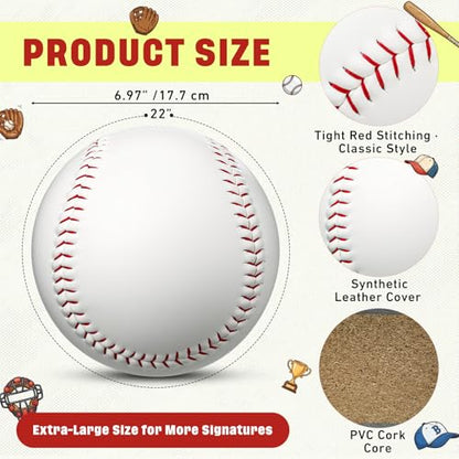 22 Inch Oversized Signature Baseball Thank You Gifts for Autographs PVC Cork Core Display Ball Best Coach Team Appreciation Gift End of Season Keepsake
