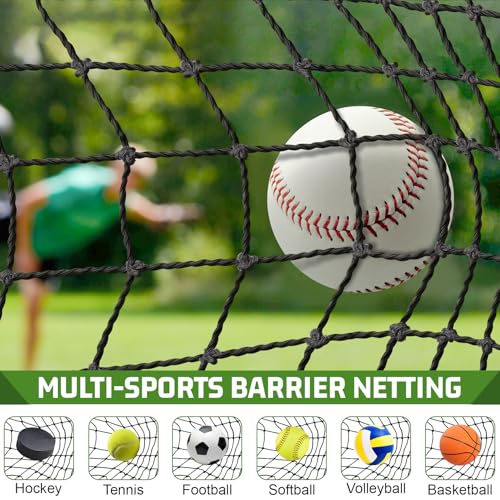 BaseGoal Baseball & Softball Backstop Nets, Heavy Duty Sports Practice Nets, Sports Netting Barrier,DIY Ball Net,Hitting Net for Baseball, Hockey, Soccer, LAX and More