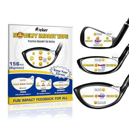 Golf Impact Tape - High-Resolution Strike Stickers for Iron, Wood & Fairway Clubs, Non-Residue, Swing Training Aid Impact Labels - color: Fun Impact Tape-R-156pcs
