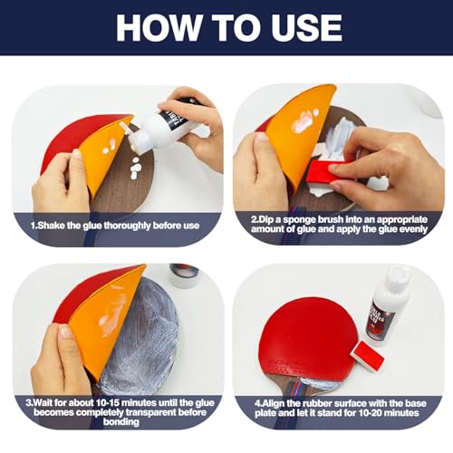150ml Table Tennis Glue Kit - Includes 6 Sponges for Quick & Easy Table Tennis Rubber Replacement