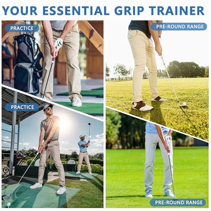 Golf Grip Trainer,Golf Club Grip Trainer Right Hand,Golf Grip Swing Training Aid for Golfer Proper Hand Position,Attaches to Most Golf Handles