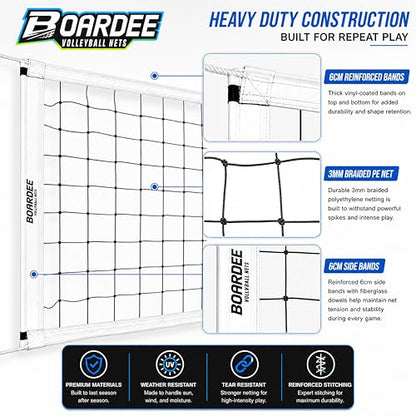 Volleyball Net – Heavy Duty Outdoor Replacement Volleyball Net for Backyard, Indoor Courts, and Beach Games – Official 31 Ft x 37 in Regulation Size with Reinforced Bands and Adjustable Ropes