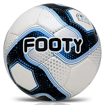 Footy - Size 5 Leather Soccer Ball with Pump - Professional Youth Training Ball - color: Blue
