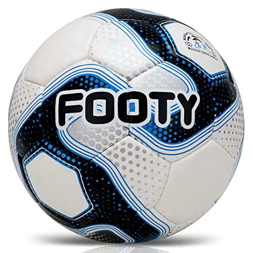 Footy - Size 5 Leather Soccer Ball with Pump - Professional Youth Training Ball - color: Blue