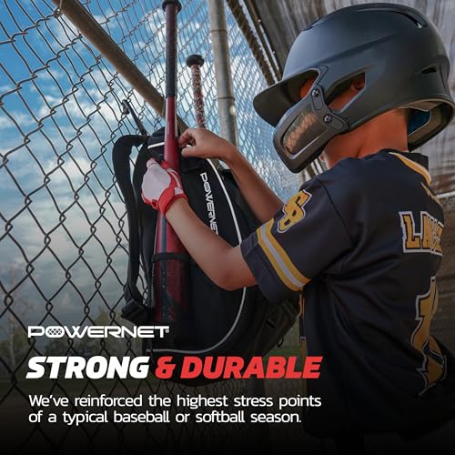 PowerNet Starter Backpack, Softball & Baseball Bag, Organized Pockets for Baseball Accessories, Helmet, Gloves, Catchers Gear & Baseball Bat Sleeves, Youth Travel Sports Backpack for Teams - style: Starter Backpack