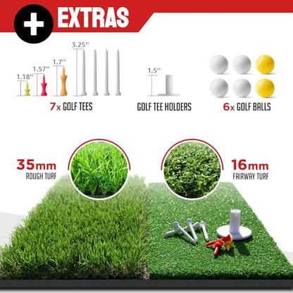 ZEALFEEL Golf Net, 10x7ft Practice Net with Chipping Net, Foldable Mat, Silk Target, 8 Tees, 6 Balls, Carry Bag, Golf Hiting Nets for Backyard Driving Chipping Indoor Outdoor Use