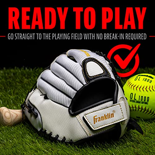 Franklin Sports Girls Softball Glove-Women's Windmill Fastpitch+Slowpitch Softball Glove-Right and Left Hand-Adult - color: White/Gold, size: 12"