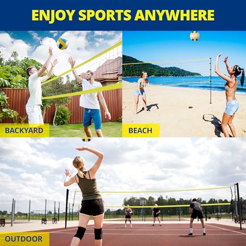 Heavy Duty Volleyball Net Set - Official Size Portable Volleyball Net for Backyard - Volleyball & Carrying Bag Included
