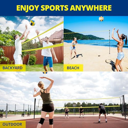 Heavy Duty Volleyball Net Set - Official Size Portable Volleyball Net for Backyard - Volleyball & Carrying Bag Included