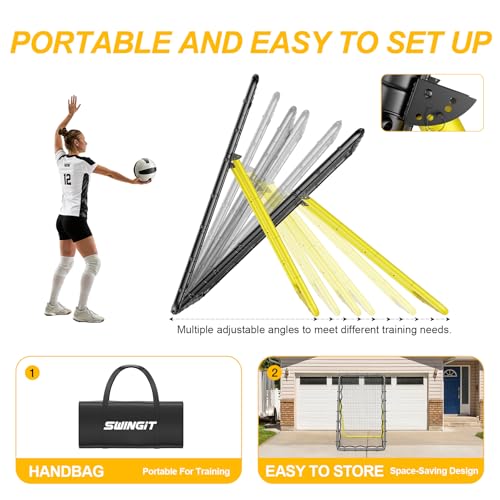 Adjustable Volleyball Rebounder Net 7x4FT/4x4FT– Bounce Back Practice Equipment for Volleyball Spike, Serving Trainer for Lacrosse Training, Ideal for Outdoor Indoor and Backyard Training - size: 7x4FT and 4x4FT