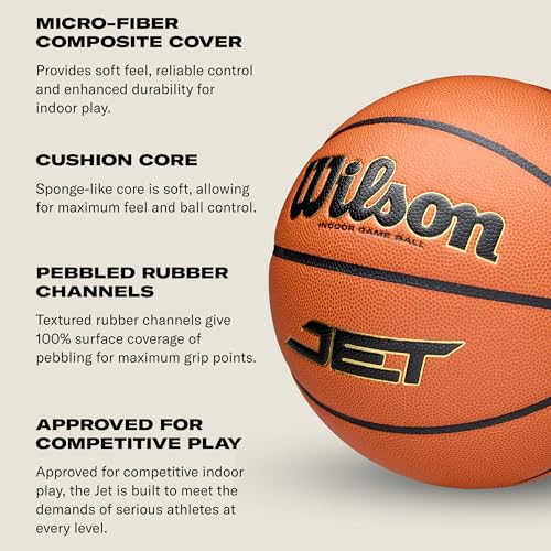 WILSON Jet Game Indoor Basketballs- Size 5, Size 6, and Size 7 - size: Size 5-27.5"