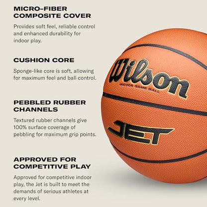 WILSON Jet Game Indoor Basketballs- Size 5, Size 6, and Size 7 - size: Size 5-27.5"