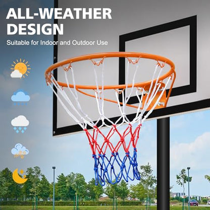 Basketball Rim Replacement Standard 18" Steel Rim Wall Mounted Basketball Goal Hoop with Net for Indoor Outdoor