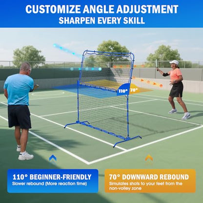 Pickleball Practice Rebounder Net Adjustable Angle for Dinks Volleys Solo Team Training Equipment, Mini Pickle Ball Net Portable Trainer for Outdoor Driveway Backyard Indoor Garage, Easy Setup - size: 6X6FT Adjustable