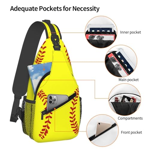 Softball Sling Backpack Sling Bag Crossbody Shoulder Bag Softball Purse Chest Bag For Men Women A - color: Softball a