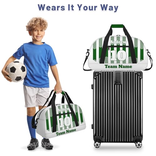 Basketball Soccer Gifts for Boys Girls - Custom Sports Duffle Bag, Personalized Name & Team Bag, Water-Resistant Gym Bag for Basketball, Soccer, Volleyball | Y-Green White - color: Y-Green White