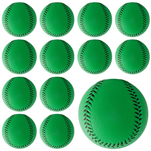 GKK Foam Baseballs 12 Pack Soft Baseballs for Youth Teenager Players Sports Foam Baseballs Training Balls for Hitting and Indoor or Outdoor Play - color: Foam Baseball Green
