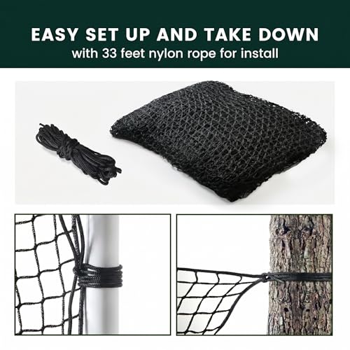 Golf Net for Hitting Practice, 10Ft to 50Ft Golf Ball Netting with 33Ft Hanging Nylon Rope,Also Use as Baseball, Hockey, Soccer, LAX Sport Net,Indoor and Outdoor.