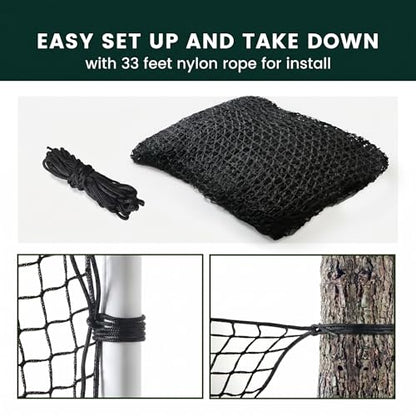 Golf Net for Hitting Practice, 10Ft to 50Ft Golf Ball Netting with 33Ft Hanging Nylon Rope,Also Use as Baseball, Hockey, Soccer, LAX Sport Net,Indoor and Outdoor.