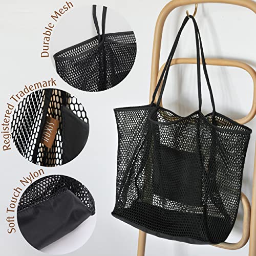 HOXIS Mesh Beach Tote Womens Shoulder Handbag - color: Black