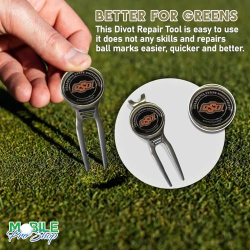 Divot Repair Tool Removable Magnetic Ball Marker-Best Divot Fixer - style: OKLAHOMA STATE COWBOYS
