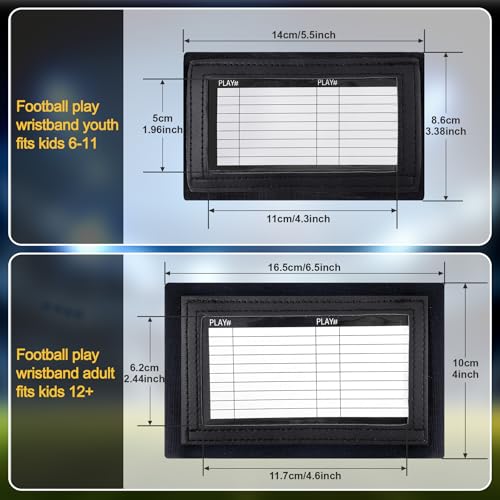 Football Play Wristband - Football Quarterback Play Wristbands for Adult and Youth 2/6/12/20 Pack - Softball Wristbands for Signs for All Sports with 3 Compartments - size: Youth