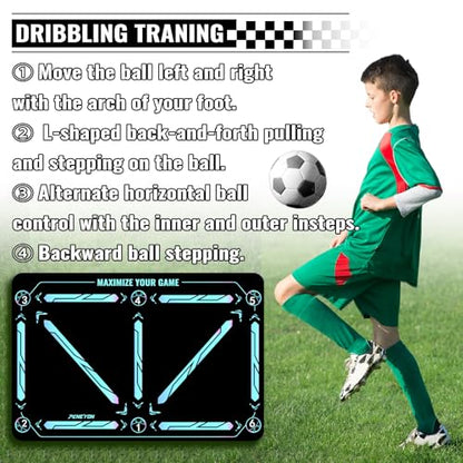 Soccer Training Equipment,Soccer Training Mat Improve Strength,Agility and Coordination,Anti-Slip Silent Absorption Soccer Footwork Training Mat,Soccer Trainer for Indoor/Outdoor Drills - style: Training Set 35*23 IN - B