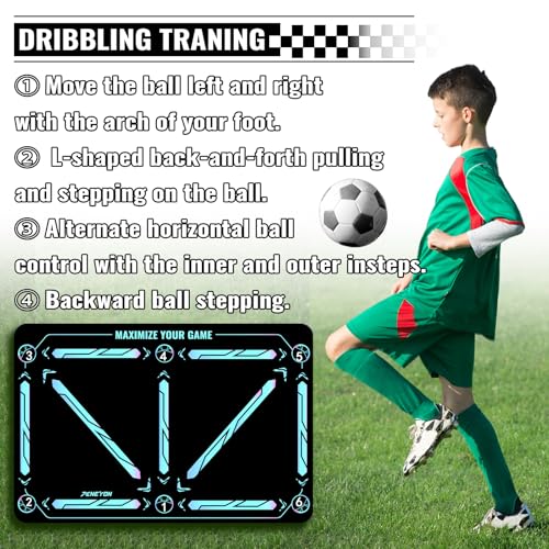 Soccer Training Equipment,Soccer Training Mat Improve Strength,Agility and Coordination,Anti-Slip Silent Absorption Soccer Footwork Training Mat,Soccer Trainer for Indoor/Outdoor Drills - style: Training Set 35*23 IN - B