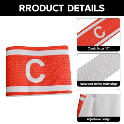 Unisex Captain Armband for Soccer Training, Adults & Youths Classic Captain ‘C' Arm Band Adjustable Elastic Captain Armbands Team Sports Accessories - color: Red