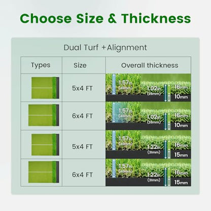 Dual Turf Golf Hitting Mat with Ball Tray, 5x4 & 6x4 ft, 26mm/31mm Thick, Alignment Aid, Golf Practice Mat Indoor & Outdoor, Driving & Chipping Pad Simulator Mat - style: Standard 5x4ft–26mm