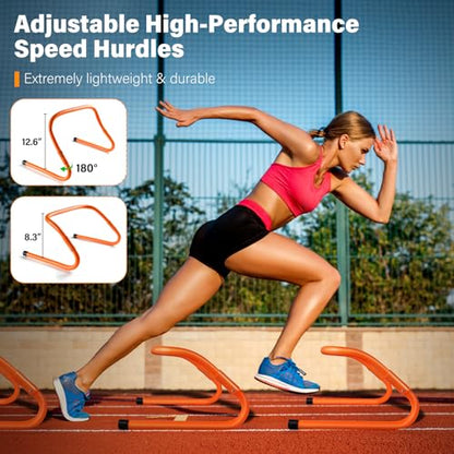 Agility Ladder Speed Training Equipment Set, Kids Soccer Goals for Backyard Set, 20ft Agility Ladder,12 Soccer Cones,4 Hurdles, Jump Rope, Running Parachute, Basketball Football Soccer Training Equipm