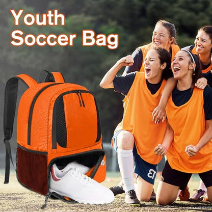 YOREPEK Soccer Backpack,Soccer Bag with Ball Holder, Water resistant Sport Equipment Bags Fit Basketball Volleyball Football - color: Orange
